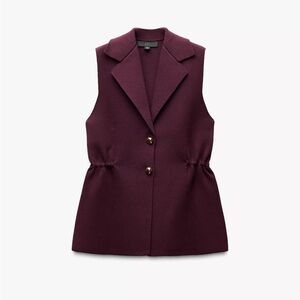 Zara Eggplant Ruffled Waist Vest